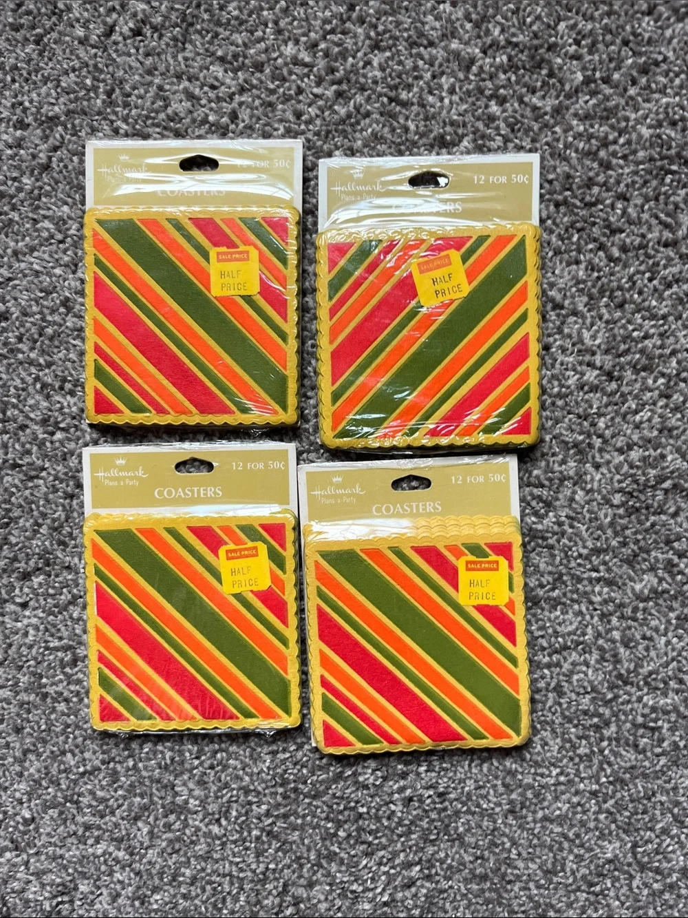 Vintage 1970’s Hallmark Orange Yellow Festive Disposable Coasters Multipack Set